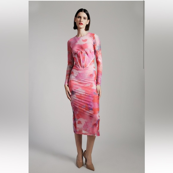 Bardot Lena Mesh Midi Dress In Wildflower Size Small (US 4) BNWT - Picture 1 of 4